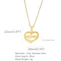 Golden 316L stainless steel heart necklace with mama cut-out pendant and 45cm chain - Heart Mama Design (HN0179G02)