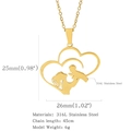 Collana cuore madre e figlio in acciaio inossidabile dorato regalo festa della mamma - Silhouette Madre Bambino Doppio Cuore (HN0179G03)