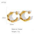Pendientes de aro hexagonales dorados de cobre, 25 mm de diámetro y un peso de 11 g - Estilo Hexagonal Geométrico (HT720)