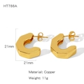 Pendientes de aro geométricos en forma de C de cobre chapado en oro octogonal grueso - Corte Octogonal Geométrico (NYH-HT788A)