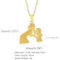 Collana a cuore madre e figlia in acciaio inossidabile 316L dorato da 32mm - Silhouette Madre e Figlia che si Abbracciano (HN0179G07)