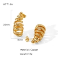 Spiralformige gedrehte Ohrstecker in poliertem Gold-Finish aus hochwertigem Kupfer - Gebürsteter Spiralstil (NYH-HT714A)