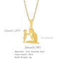 Collana in acciaio inossidabile 316L dorato con ciondolo silhouette madre e figlio - Silhouette Madre che Solleva il Neonato (HN0179G10)