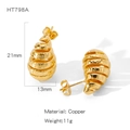 Goldene Ohrstecker mit Spiralstruktur aus Kupfer inklusive Maßen und Gewicht - Spiral-Kugelstil (NYH-HT798A)