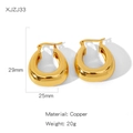 Goldpolierte dicke Tropfen-Ohrringe in C-Form aus Kupfer, Größe 29mm x 25mm - Teardrop Verdickter Polierter Stil (XJZJ33)