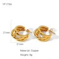 Golden multi-layer irregular geometric hoop earrings with 21mm copper design - Multi-layer Hoop Design (NYH-YF179A)