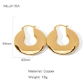 Orecchini a cerchio dorati a forma di U in rame lucido 46mm altezza 40mm larghezza - Orecchini a cerchio spessi a forma di U dorati (MLJX16A)