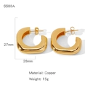 Orecchini a cerchio spessi a forma di C placcati in oro per le donne - Orecchini minimalisti spessi a forma di C dorati (SS80A)
