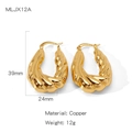 Golden chunky twisted earrings in sculptured copper design with 39mm height and 24mm width - Exaggerated Streamline Twisted Style (NYH-MLJX12A)