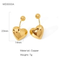 Golden heart earrings in copper, 7g weighted geometric design measuring 23mm by 14mm - Gold 3D Heart Drop Earrings (WD3000A)
