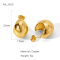 Minimalistische goldene Tropfenohrringe aus Kupfer, 22mm Größe, Modell MLJX03 - Gebogener Oberflächentropfenstil (NYH-MLJX03)