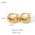Polished chunky teardrop gold copper hoop earrings 24mm size with high shine finish - Gold Thick Teardrop Earrings (XC559)