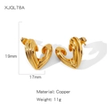 Textured gold-plated hollow heart earrings in geometric copper design with sleek finish - Gold Textured Heart Cutout Earrings (XJQL78A)
