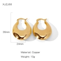 Polished chunky gold teardrop earrings in high-quality copper for a bold geometric look - Gold Polished Wide Teardrop Earrings (XJZJ68)