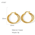 Goldene zweilagige Creolen aus Kupfer mit gedrehtem Seildesign für Damen - Doppelschichtiger Gedrehter Polierter Creolen-Stil (HT457)