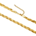 Three-layer gold braided flat snake chain necklace with adjustable lobster clasp - Triple Layer Braided Herringbone Gold