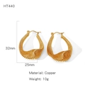 Elegant gold drop earrings with spiral texture made of premium copper material - Spiral Water Drop Style (HT440)