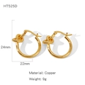Golden plated brass knot stud earrings model HT525D size 24mm by 22mm weight 9g - Knot Hoop Style (HT525D)