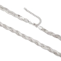 Three-strand braided silver stainless steel flat snake chain necklace with extender - Triple Layer Braided Herringbone Steel