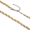 Three-tone braided flat snake chain necklace in gold, silver, and rose gold finishes - Triple Layer Braided Herringbone Tri-color
