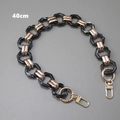 Detail of 40cm vintage acrylic marble resin bag chain with gold metal links and lobster clasp - Short Style / Black
