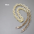 Detailed 90cm strap with cream acrylic rings and gold metal chain links for handbags - 90cm / Apricot
