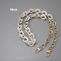 Detailed 90cm strap with marble acrylic links and golden metal chain for handbags - 90cm / Beige