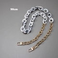 Detailed 90cm strap with marble acrylic links and golden metal chain for handbags - 90cm / Black Ink Marble