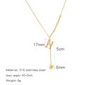 Classic 18K gold stainless steel necklace with hollow H letter and square pendant - Alphabet H Style (HN0152GH)