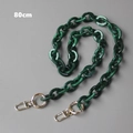 Detail view of 80cm dark green marble acrylic resin bag chain with gold hardware - Shoulder Medium Style / Green