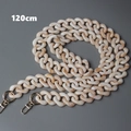Detailed view of 120cm amber resin handbag chain with gold metal lobster clasps - Cream White 120CM