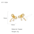 Elegante goldene Schmetterlingsohrringe mit Kristallen und Perlen, Größe 19mm mal 16mm - Mikro-Pflaster Perlen Schleife Ohrringe (NYH-KY1168A)