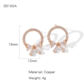 Boucles d'oreilles créoles nœud en or rose avec zircons blancs sertis sur base cuivre - Cercle Nœud Papillon (NYH-SS160A)