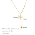 Gold plated 316 stainless steel necklace with 17mm letter M pendant and 6mm cube - Alphabet M Style (HN0152GM)
