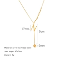 Golden 316 stainless steel necklace with letter N pendant and small cube drop charm - Alphabet N Style (HN0152GN)