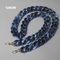 Detailed view of 120cm blue marble acrylic bag strap with gold metal lobster clasps - 120cm / Blue