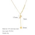 Gold plated stainless steel necklace with letter P pendant and cubic tassel charm - Alphabet P Style (HN0152GP)