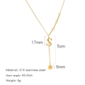Gold 316L stainless steel necklace featuring letter S pendant and square charm - Alphabet S Style (HN0152GS)