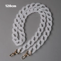Detailed 120cm frosted white acrylic resin bag chain with golden metal lobster clasps - Large Q Matte-120CM