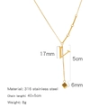 Golden V letter pendant necklace in 316 stainless steel with square tassel detail - Alphabet V Style (HN0152GV)