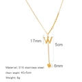 Golden 316 stainless steel necklace with letter W pendant and 3D cube charm detail - Alphabet W Style (HN0152GW)