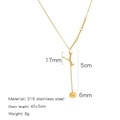 Golden 316 stainless steel necklace with Y-letter pendant and hanging cube detail - Alphabet Y Style (HN0152GY)