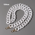 Detailed view of 120cm white resin chunky chain strap with gold lobster clasps - White 120CM