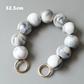 32.5cm replacement bag handle with black and white marble acrylic beads and gold clasps - 32.5cm / White
