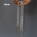Detailed view of 45cm iridescent acrylic chain strap with gold hardware lobster clasps - Iridescent Transparent / 45cm