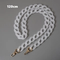 Macro detail of 120cm frosted white acrylic bag chain with gold lobster metal clasps - Long Style / Frosted White