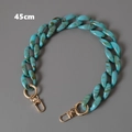 Close-up of 45cm teal marble acrylic chain strap with gold lobster clasps and thick links - Short Style / Marble Blue