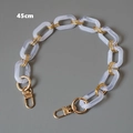 Detail of 45cm white marble acrylic chunky chain with gold metal hooks for handbags - White 45CM