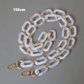 Close-up of 118cm white marble acrylic chunky chain with gold lobster clasps and rings - White 118CM