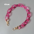 Close-up of 45cm pink acrylic bag chain with chunky oval links and gold lobster clasps - Rose Red / 45cm